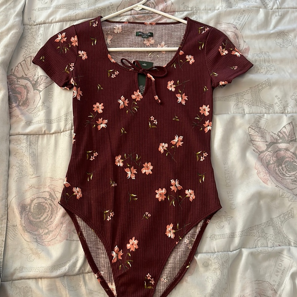 Floral red bodysuit